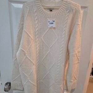 American Eagle Outfitters Cream Cable Knit Sweater Dress, Size S